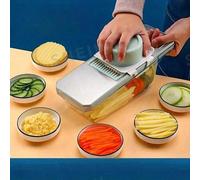 7 pièces/1 set de hachoir multifonction pour légumes, trancheuse à fruits, râpe manuelle pour aliments, râpe à oignon, pommes de terre râpées, 1 coupe-aliments avec récipient, ustensile de cuisine gai