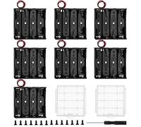 7 Pièces 4 AA Support de Batterie, KUOQIY 4 x 1.5V AA Boîtier de batterie avec Fils, avec Boîte à Piles en Plastique et Tournevis et Vis