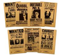 7 pièces Affiche Wanted de Harry Potter, affiches quotidiennes réalistes du Bal de Noël, mettant en vedette les personnages emblématiques Harry Potter, Ron, Hermione, Draco, Lucius, Snape, Fred et Geo