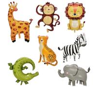 7 Pièces Ballons Animaux Safari - Feuille D'aluminium sur le Thème de la Jungle - Décoration de Fête pour Anniversaire Enfant et Douche