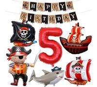 7 Pièces Ballons Pirate Anniversaire 5 Ans | Ballon Bateau Pirates, Ballon Requin, Decoration Anniversaire Pirate 5 Ans Garcon