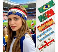 7 pièces - Bandeaux de tête aux thèmes de la Coupe du monde 2026 - Comprend les designs des drapeaux des États-Unis, du Canada et du Mexique ; convient pour les fêtes de supporters de football, les va