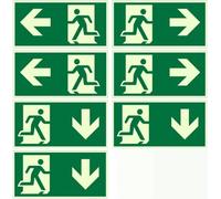 7 Pièces Blocs de Secours avec Film Réfléchissant, Panneaux de Signalisation Auto-Adhésifs pour Issues de Secours et Sécurité Industrielle, Surface Adhésive Facile à Poser