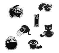 7 Pièces Broches en Émail Chat Noir Épinglettes Mignon en Émail Chat Noir Épingles en Forme de Chat pour Vestes Sacs et Tenues Décontractées