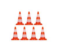 7 Pièces Cônes de Signalisation 47 cm, Orange-Blanc, Pylône de Chantier avec 2