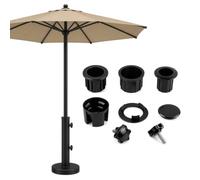 7 pièces de rechange pour parasol, couvercle pour trou de parasol et vis M8 | Anneaux de réduction pour pied de parasol (32/38/48 mm), adaptateur de support de parasol avec manchon de parasol