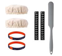 7 Pièces de Remplacement pour Pot de Démarrage, Kit de Démarrage au Levain avec Capuchon en Tissu Spatule en Silicone Bande de Date Papier de Température pour la Cuisson du Pain à la Levure