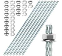 7 pièces de tige filetée M6 Tiges filetées M6 X 300 mm Tige filetée Boulons filetés Acier plaqué zinc Vis filetées Zinc bleu Tiges filetées avec 14 pièces d'écrous à six pans creux et 14 pièces de