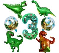 7 Pièces Decoration Anniversaire Dinosaure 3 Ans,Ballon Dinosaure Anniversaire 3 Ans,Dinosaure Kit Anniversaire Garçon,Ballon Jungle pour Dino Party Decoration Anniversaire Enfants