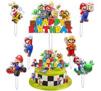 7 Pièces Décoration de Gâteau Anniversaire, Cake Décoration en Acrylique, Cartoon Figurine Gâteau Topper, Happy Birthday Cupcake Toppers, Convient aux Anniversaires Enfants, Soirées à Thème