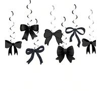 7 pièces Décorations de tourbillons suspendus pour fête noire avec noeuds, décorations de plafond en feuille pour fête d'anniversaire, mariage et enterrement de vie de jeune fille pour femmes, accesso