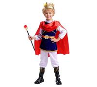 7 Pièces Deguisement Costume Prince Charmant Roi Royal avec Couronne pour Enfants Garçons Taille 18 Mois-8 Ans, Bleu F412