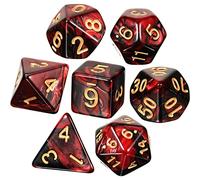 7 Pièces Dés de DND Set de Dés Polyédriques à 7 Dés Dés de Jeu de Rôle Dés de Jeu Polyédriques avec Pochette Noire pour Donjons et Dragons Pathfinder, Nébuleuse (Rouge Noir)