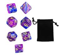 7 Pièces Dés Jeux De Role Donjons et Dragons D&D Dice, Jeu de Dés de DND D10 D20 Acrylique Set Double-Couleur Polyédriques avec Pochette pour Pathfinder Nébuleuse Donjons et Dragons Table Rôle (D)