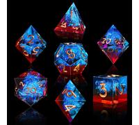 7 Pièces Dés Polyédriques 7 Die Dés D4 D6 D8 D10 D12 D20 D% Jeu De Dés Polyédriques Pour Donjons Et Dragons Dnd Rpg Mtg, Rouge Flamme & Bleu Glace[Z2068]