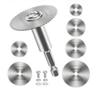 7 Pièces Disques de Coupe pour Outil Rotatif, Mini Lames de Perceuse à Disque avec Tige Hexagonale 1/4" HSS pour Outils Multifonctions comme Dremel, pour Plastiques, Bois et Métaux Tendres