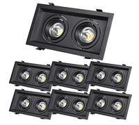 7 pièces Double tête carrée Downlight globe oculaire rénovation projecteur déflecteur garniture LED grille lumière intégré COB spot for salle de bain toilette 3000K/4000K/5000K(10w*2,5000K)