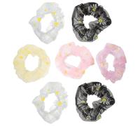 7 Pièces Élastiques à Cheveux Fleurs Pastel en Tissu Léger