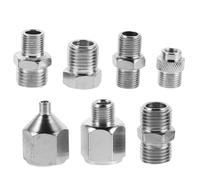 7 Pièces Embout Adaptateur de Conversion en Acier Inoxydable | Connecteur Métallique Argenté pour Tuyaux D'aérographe, Compatible Compresseurs Mini, Usage Modélisme et Peinture
