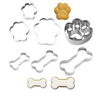 7 Pièces Emporte-pièces en Forme d'os, Emporte-pièces en Acier Inoxydable pour Gaufrage de Pattes Chien, pour Décoration de Gâteau Pâte à Sucre Biscuit Cookie