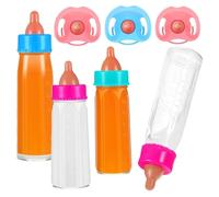 7 pièces/ensemble biberons de poupée 4 pièces biberons jouets pour poupées avec du lait ou du jus qui disparaît avec 3 jouets de sucette accessoires poupées simulation drôles pour poupée d'enfa