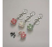 7 pièces Ensemble de dés métalliques D20 avec boîte creuse - Mini dés de mode portable avec porte-clés, disponibles en bleu, rouge, violet, convient pour les jeux de rôle, idéal pour les cadeaux d'ann