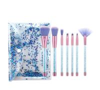 7 Pieces/Ensemble Pro Pinceaux De Maquillage Strass Poignee Voyage Visage Yeux Stylos Cosmetiques Pinceaux Cosmetiques + 1pc Sac De Rangement