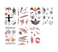 7 pièces faux cicatrices autocollants tatouage Halloween, tatouage temporaire imperméable et