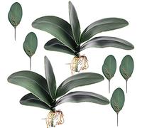 7 Pièces Feuille d'Orchidée Artificielle 26 cm Toucher Latex Feuilles Artificielles de Phalaenopsis avec Racines pour Décoration de Maison