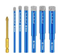 7 Pièces Foret Diamant Carrelage,Foret Diamant Gres Cerame avec 5/6/8/10/12/14 mm,Forets Metaux pour 6mm, Meche Perceuse Metal, pour Porcelaine,Céramique, Granit,Carrelage