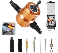 7 Pièces Grignoteuse Tole Electrique Metal Kit, Double Tête Coupe Tole pour Perceuse, Réglable à 360 Degrés Coupe Plaque de Perceuse Electrique, pour Outils de Poinçonnage, Profilés Complexes