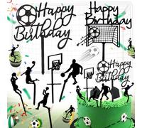7 Pièces Happy Birthday Cupcake Topper, Toppers de Cupcake D'anniversaire de Football, décorations pour gâteaux de basket-ball, Happy Birthday Cake Topper, pour les fêtes à thème de basket-ball