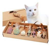 7 Pièces Jouets pour Chats Interactifs, Ensemble de Jouets pour Chat avec Sucettes, Souris, Bonbons et Petites Boules pour Taquiner et Interagir