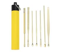 7 Pièces Kit de -oreilles en Acier Inoxydable, Jaune | Pochette, Design Ergonomique, Usage Quotidien Sûr, Finition Soignée, Outil de Soin des Oreilles