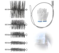 7 Pièces Kit Ramonage, Brosses De Chaudière 30/50/80/150 mm, Kit De Ramonage Pour Cheminée Et Poêle À Granulé, Brosses De Tuyaux Multitaille Pour Nettoyer Cheminées/Chaudières, Gants Inclus