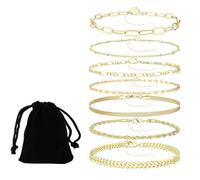 7 Pièces Lot bracelet femme, Bracelet Femme Or Argent Lot 14K Réglable Acier Inoxydable Bracelets Serpent Figaro Chaîne Doré Ensemble pour Femmes Filles