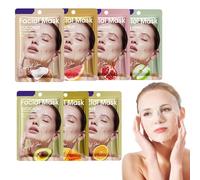 7 Pièces Masque Visage Au Fruit, Masque De Soin Pour La Peau Hydratation Profonde Masque, Masques Pour Le Visage Aux Fruits Et Apaisants, Soins Du Visage Pour Femmes, Nourrissant Et Rajeunissant