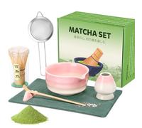 7 Pièces Matcha Kit, Kit Matcha avec Fouet Matcha, Bol, Cuillère, Kit Matcha Complet pour la Cérémonie, Outil Idéal Matcha pour Amoureux, Famille, Amis, Amateurs de Thé