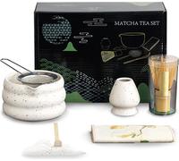 7 pièces Matcha Set, Matcha Balai, Matcha Bol avec bec verseur, Matcha Thé Set avec accessoires pour la cérémonie traditionnelle du Matcha Inclus Matcha Bowl, Matcha Balai, Matcha Tamis et plus,Blanc