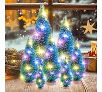 7 Pièces Mini Sapin de Noël, avec lumières LED, Arbre de noëls Miniature