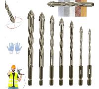 7 pièces nouveau foret excentrique à quatre cannelures en dents de scie, foret excentrique dentelé à quatre tranchants, jeu de forets multifonctions, forets excentriques à tête inclinée haute dureté 3