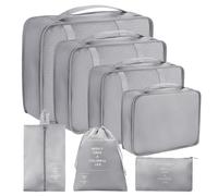 7 Pièces Organiseurs de Bagage pour Voyage, Organisateur Valise Packing Cubes, sacs à vêtements pour valises Vêtements Sous-vêtements, Chaussures et Cosmétiques(Gris)