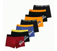 7 pièces/paquet Boxers garçons imprimés de monstres de bandes dessinées, multipack 8Y,9Y,10Y,11-12Y,13-14YLettres,RayéÉtoffe