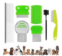7 Pièces Peigne anti Poux Chien, Set de Peignes Anti Puces en Acier Inoxydable, Multifonctionnel Peignes D'élimination des Poux, Peignes Anti Poux Fins Double Face pour Enfants Adultes Animaux