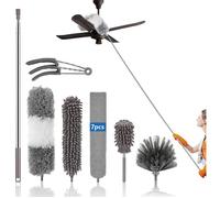 7 Pièces Plumeau Télescopique - Tête de Loup 30 - 254cm - Microfibre Lavable - avec Tête Nettoyage Différentes
