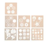 7 Pièces Pochoir Fleur Réutilisable en Pet Blanc | Modèle Creux Lavable, Motif Floral Assorti, Usage Garçon et Filles, Carnet, Dessin et Décoration DIY Style Aléatoire