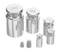 7 Pièces Poids D’étalonnage 1g à 100g en Acier | Jeu de Sept Masses, Finition Lisse Argentée, Stabilité et Rangement Portable, pour Laboratoires