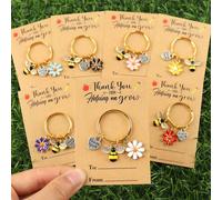 7 pièces Porte-clés thème abeille, avec une carte "Thank You For Your Help, Helping Me Grow", convient pour l'anniversaire d'un professeur, un mariage, la fête des enseignants, des cadeaux de remise d