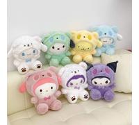 7 pièces Sanrio 25 cm Kuromi Cinnamoroll Cross Dressing Poupée en peluche Hello Kitty Kawaii My Melody Anime Cartoon Jouet en peluche Cadeaux de Noël