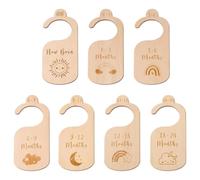 7 Pièces Séparateurs de Placard en Bois pour Bébé Separateur Penderie Bebe par Mois Organisateurs de Vêtements pour Bébé du Nouveau-né à 24 Mois Décor de Cintre Organisateurs En Tissu